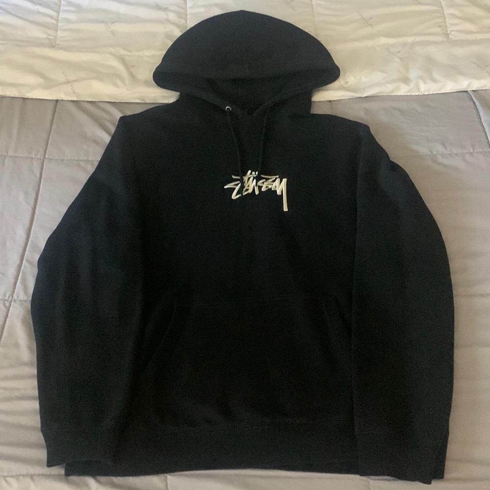 STüSSY Black/white logo hoodie